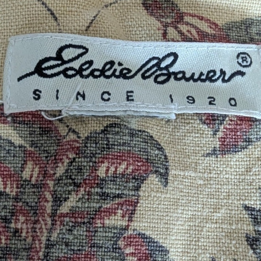 Vtg 90s Eddie Bauer Vest Tan Floral Botanical Print Button Up Womens Sz L Boho - Picture 7 of 7